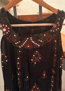 Embroidered Black Maxi Dress