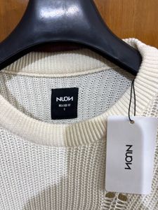 Nuon Westside Off White Distressed Knit Sweater