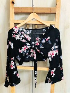 Floral Tie-Front Crop Top size-30-32