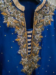 Women Embellished Royal Blue Kurta
