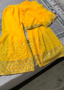 Yellow Embroidered pallazo with Duppatta n