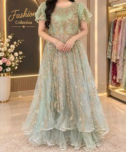 Stunning Mint Green Embroidered Gown