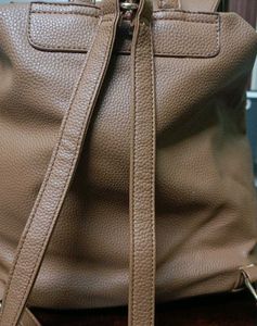 Brown Faux Leather Backpack