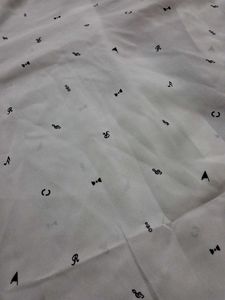 White Bow Print Button-Up Shirt