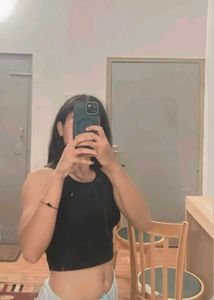 Black Ribbed Racerback Crop Top