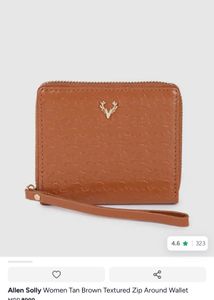 allen solly Brown Embossed Zip Around Wallet