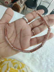 92.5 Sterling Silver Rose Gold Choker WTh Hallmark