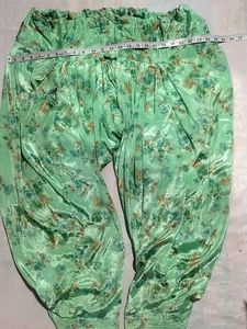 Women's Mint Green Floral Printed Satin Patiala Sa