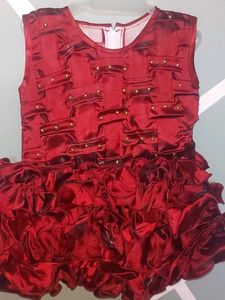 Red Ruffled Party Dress
