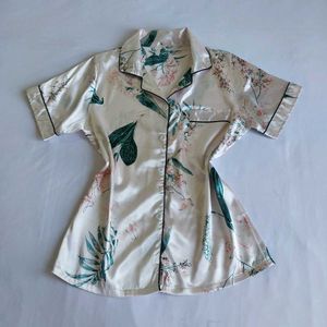 Floral Print Satin Pajama Top 🎀✨️