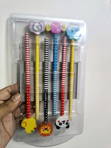 2 Gift Sets Containing 12 Pencils And Erasers