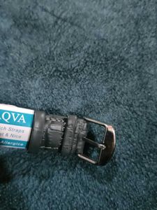 AQVA Black Leather Watch Strap 20mm