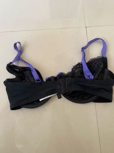 Elegant Black &amp; Purple Lace Bra