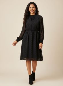 MAX Black Polka Dot Long Sleeve Dress