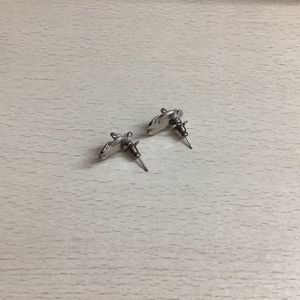 Silver Leaf Design Stud Earrings
