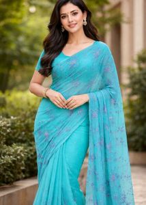 Teal Embellished Saree