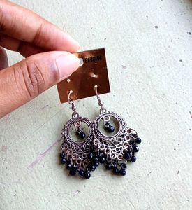 Oxidized Silver Jhumka Earrings