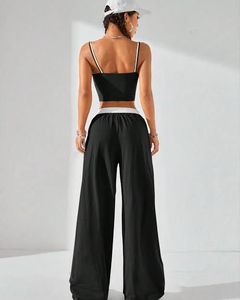 Trendy Wide-Leg Black Pants