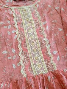 Beautiful Pink Floral Coord Set with Lace border