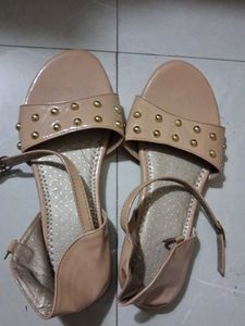 Nude Studded Ankle Strap Sandals