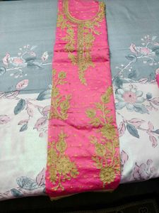 💖Elegant Pink Unstitched Embroidered Kurta Set