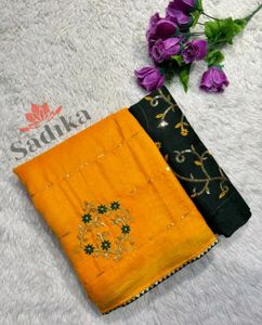 Embroidered Dola Silk Saree With Unstiched Blouse