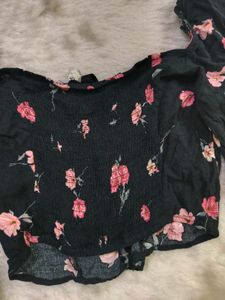 Floral Print Smocked Crop Top