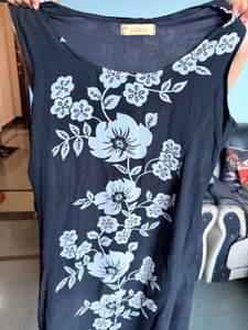 Black Floral Sleeveless Ethnic Gown