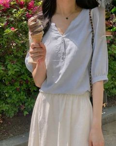 New with tag Korean Light Blue Button-Up Summer To