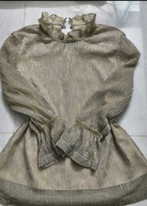 Elegant Ruffled Neck Long Sleeve Top