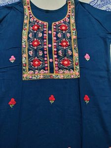 Embroidered Navy Kurta