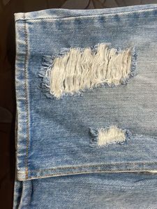 Distressed Denim Midi Skirt