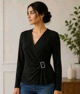 Sparkly Black Long Sleeve Top