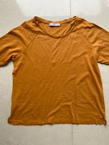 Mango Branded Mustard Casual T-shirt