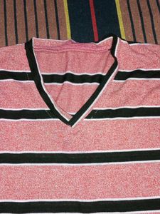 Striped V-Neck Long Sleeve Top