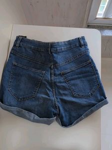 Blue Denim High-Waisted Shorts