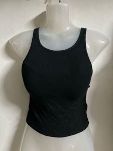 Ribbed Black Crop Tank Top