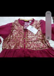 Aurelia Pink ethnic gown Gold Print new with tag