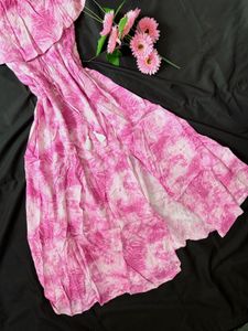 Boho Pink Tie-Dye Off-Shoulder Maxi Dress
