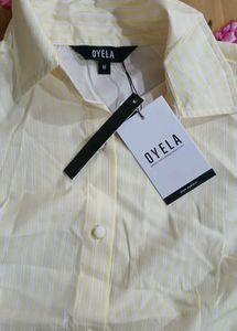 Chic Yellow Striped Bell Sleeve Top