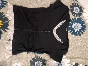 Black Lace Trimmed Cottagecore Top