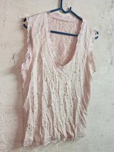 Sparkling Embellished V-Neck Top