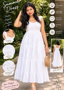 White Summer Tiered Midi Dress