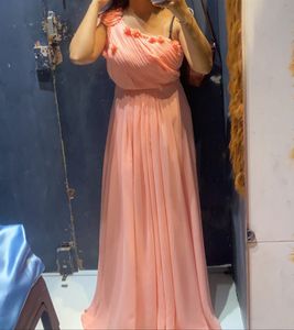 Elegant Peach One-Shoulder Gown