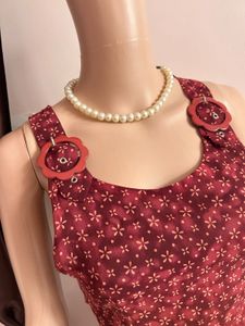 Red Floral Print Midi Dress