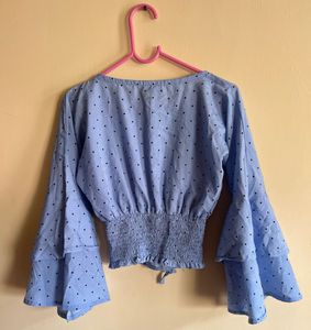 Blue Polka Dot Top