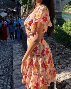 Floral Print Mini Dress with Cutout Detail