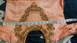 Elegant Peach Embroidered Gown for womern &amp; girls.