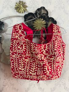 Red &amp; Cream Printed Lehenga Choli Set