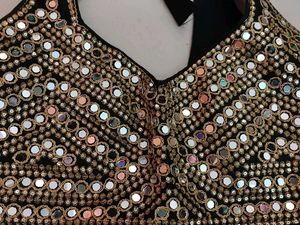 Embellished Black Blouse with Mirror Work